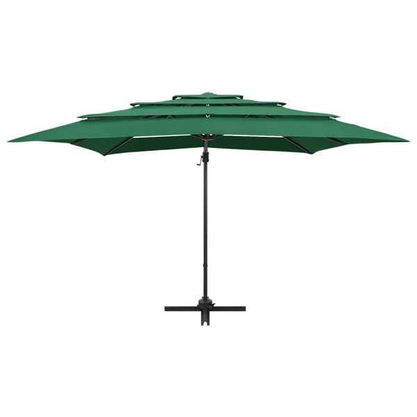 vidaXL 4-poziomowy parasol na aluminiowym słupku, zielony, 250x250 cm