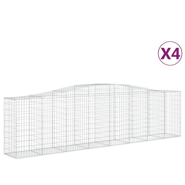 vidaXL Kosze gabionowe, 4 szt, 400x50x100/120 cm, galwanizowane żelazo