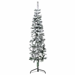 vidaXL Smukła choinka poł&oacute;wka, sztuczna, ośnieżona, 150 cm