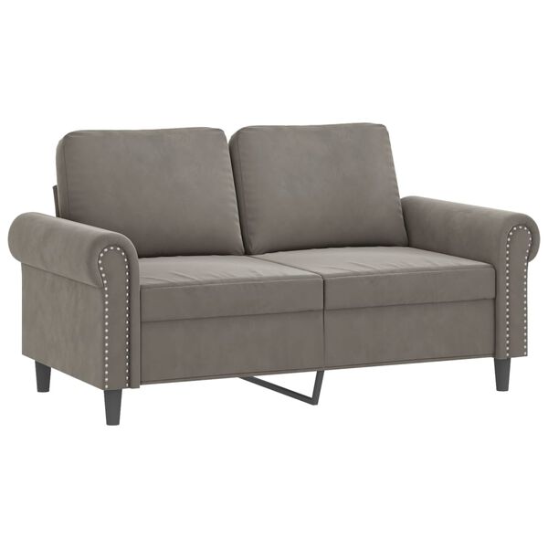 vidaXL 2-osobowa sofa z poduszkami, jasnoszara, 120 cm, aksamit