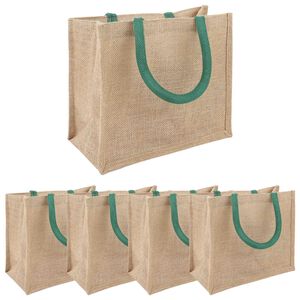 vidaXL Torebki jutowe 5 Naturalny i zielony 26 x 22 x 14 cm