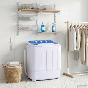 vidaXL Mini pralka z podw&oacute;jnym bębnem 3,6 kg Czarny i Biały