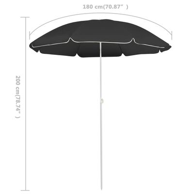 vidaXL Parasol ogrodowy na stalowym słupku, antracytowy, 180 cm