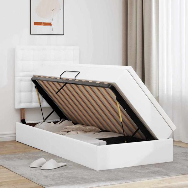 vidaXL Ł&oacute;żko z miejscem do przechowywania Czysta Biała 100 x 200 cm