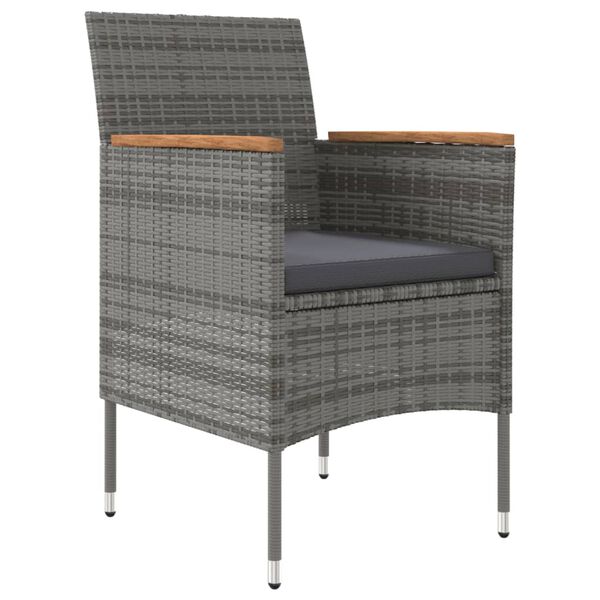 vidaXL 3-cz. zestaw mebli ogrodowych z poduszkami, szaro-czarny