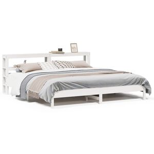 vidaXL Ł&oacute;żko bez materaca, białe, 200x200 cm, lite drewno sosnowe