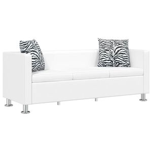 vidaXL Sofa 3-osobowa ze sk&oacute;ry syntetycznej, biała