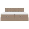 vidaXL Rama ł&oacute;żka otomana z materacami, cappucino, 200x200cm, ekosk&oacute;ra