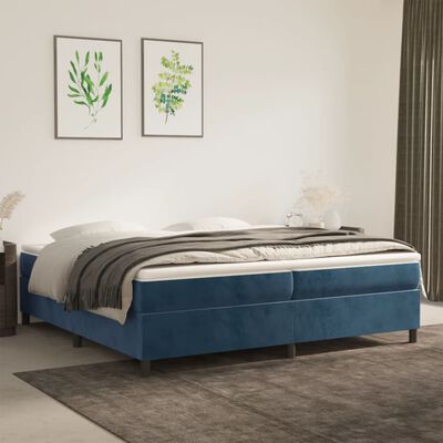 vidaXL Rama łóżka, ciemnoniebieska, 200x200 cm, tapicerowana aksamitem