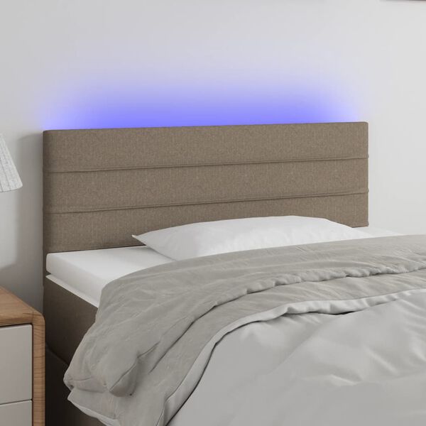 vidaXL Zagł&oacute;wek do ł&oacute;żka z LED, taupe, 100x5x78/88 cm, tkanina