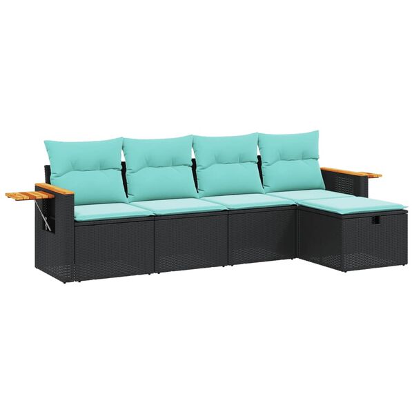 vidaXL 5-cz. zestaw wypoczynkowy do ogrodu, poduszki, szary rattan PE