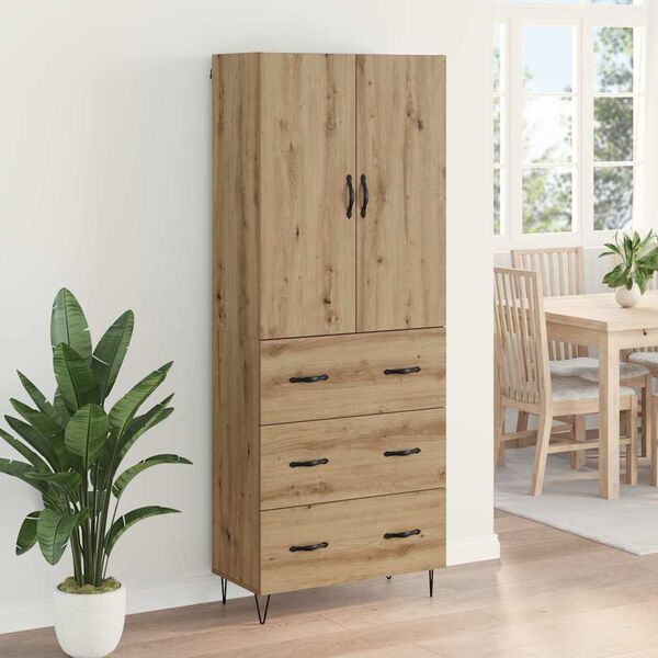vidaXL Highboard 2 pcs Dąb rzemieślniczy Drewno inżynieryjne i szkło