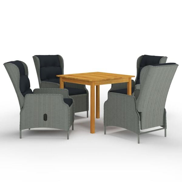 vidaXL 5-częściowy zestaw mebli ogrodowych, jasnoszary