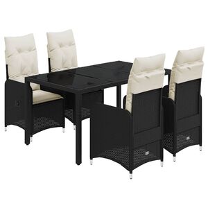 vidaXL 5-cz. zestaw ogrodowych mebli bistro z poduszkami, czarny