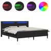 vidaXL Ramka ł&oacute;żka z paskami LED Czarny 180 x 200 cm Ekosk&oacute;ra