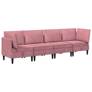 vidaXL Zestaw mebli do salonu 4 szt. r&oacute;żowy Welur
