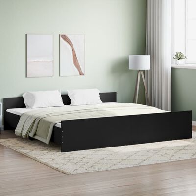 vidaXL Rama łóżka z wezgłowiem i zanóżkiem, czarna, 180x200cm