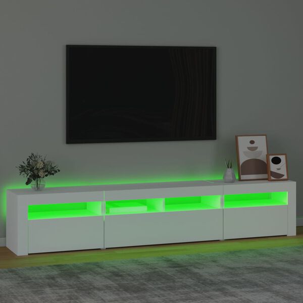 vidaXL Szafka pod TV z oświetleniem LED, biała, 210x35x40 cm