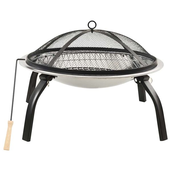vidaXL Palenisko i grill 2-w-1, z pogrzebaczem, 56x56x49 cm, stal