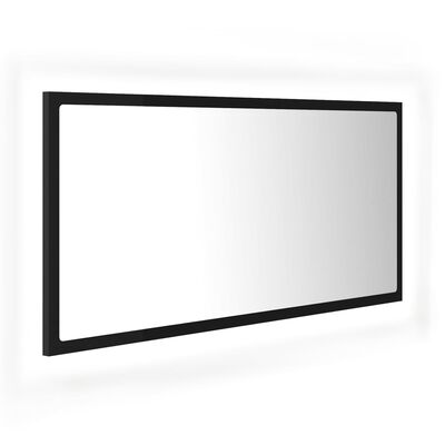 vidaXL Lustro łazienkowe z LED, czarne, 90x8,5x37 cm, płyta wiórowa