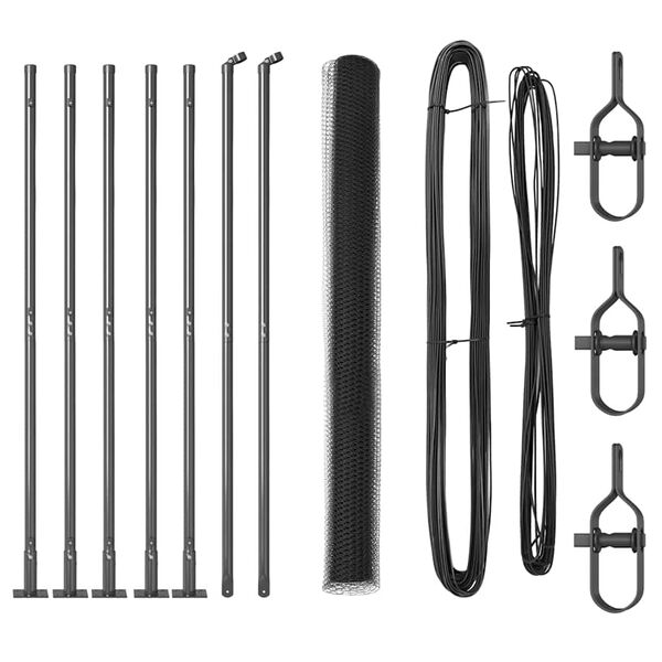 vidaXL Słupek ogrodzeniowy. Szary 10 x 1,4 m (siatka 13 mm) Stal i PVC