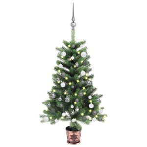 vidaXL Sztuczna choinka z lampkami i bombkami, 65 cm, zielona