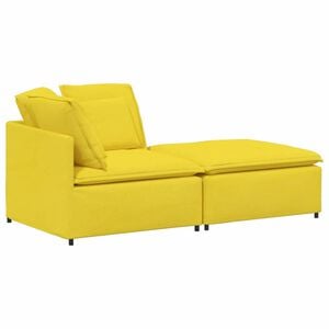 vidaXL Sofa modułowa z podn&oacute;żkiem i poduszkami Tkanina jasnoż&oacute;łta