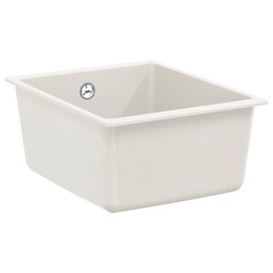 vidaXL Zlew Biały 370 x 460 mm 80% Kwarc i 20% Żywica