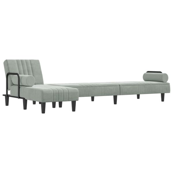 vidaXL Sofa rozkładana L, jasnoszara, 260x140x70 cm, aksamit