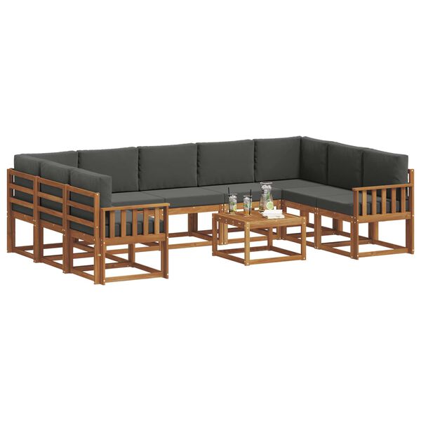 vidaXL Zestaw sof na zewnątrz 10 pcs Naturalny i Antracytowy