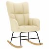 vidaXL Fotel bujany z podnóżkiem, kremowy, obity tkaniną