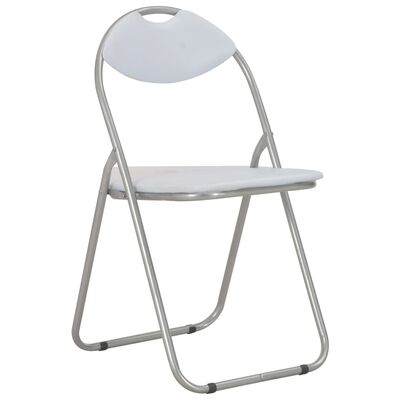 vidaXL Składane krzesła jadalniane, 4 szt., białe, sztuczna skóra