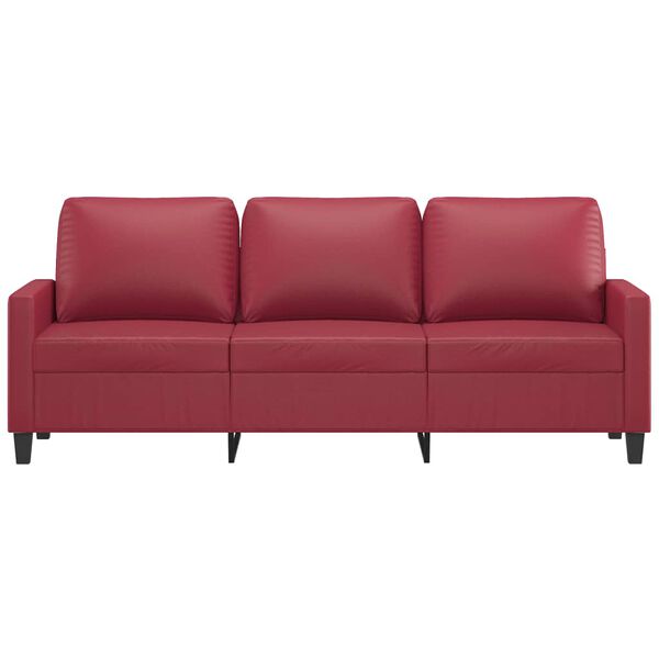 vidaXL 3-osobowa sofa, winna czerwień, 180 cm, sztuczna skóra