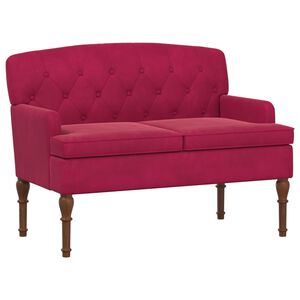 vidaXL Sofa dwuosobowa z guzikowym pikowaniem Czerwone wino Welur