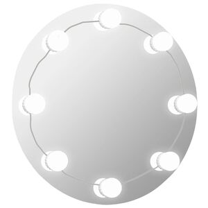 vidaXL Lustro ścienne z lampkami LED, okrągłe, szklane