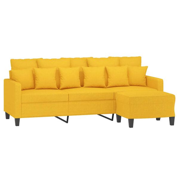 vidaXL 3-osobowa sofa z podn&oacute;żkiem, jasnoż&oacute;łty, 180 cm, tkaniną