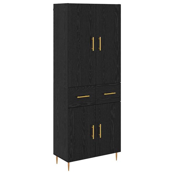 vidaXL Highboard Czarny Dąb 69,5 x 34 x 180 cm Materiał drewnopochodny