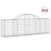 vidaXL Kosze gabionowe, 14 szt, 200x30x60/80 cm, galwanizowane żelazo