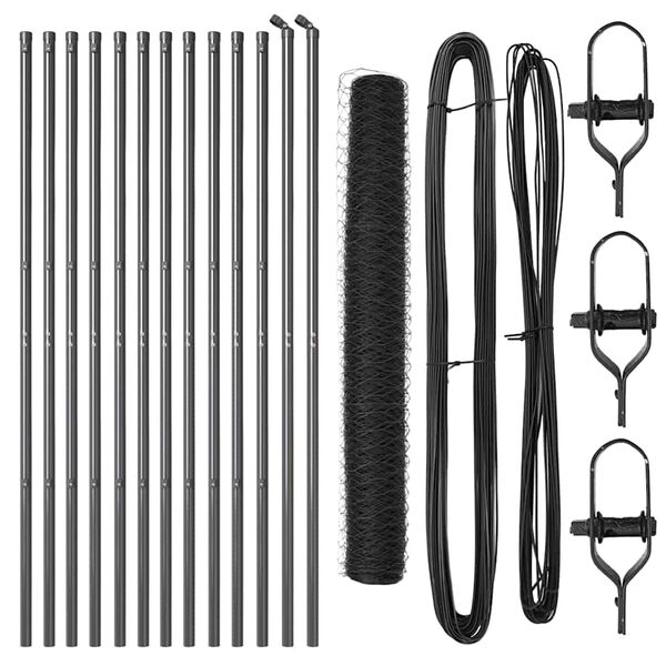 vidaXL Słupek ogrodzeniowy. Szary 25 x 1,2 m (siatka 36 mm) Stal