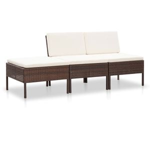 vidaXL 3-cz. zestaw wypoczynkowy do ogrodu, poduszki, rattan PE, brąz