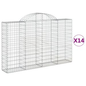 vidaXL Kosze gabionowe, 14 szt, 200x30x120/140cm, galwanizowane żelazo