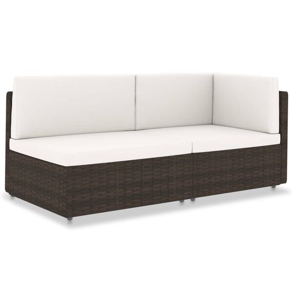 vidaXL Sofa modułowa 2-osobowa, rattan PE, brązowa