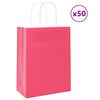 vidaXL Torby papierowe 50 szt. z uchwytami R&oacute;żowe 21x11x28 cm