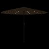 vidaXL Parasol ogrodowy z LED, stalowy słupek, brązowy, 324x324x247 cm
