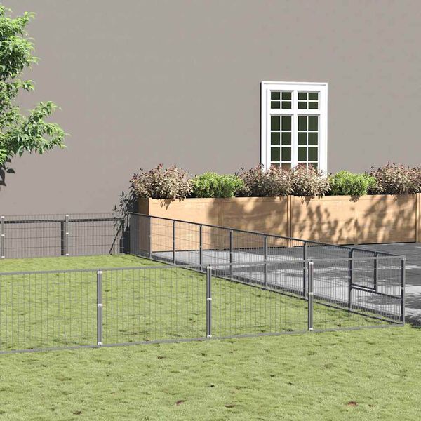 vidaXL Kojec dla psa, srebrny, 80 m&sup2;, stalowy