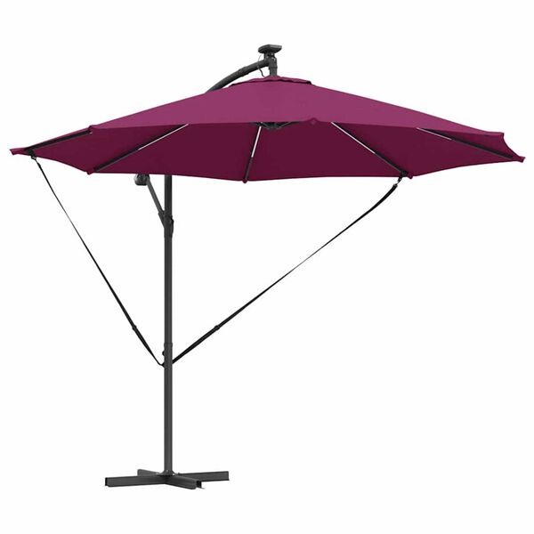 vidaXL Parasol banana na wysięgniku Bordowy 294 x 294 x 248 cm