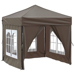 vidaXL Składany namiot imprezowy ze ściankami, taupe, 2x2 m
