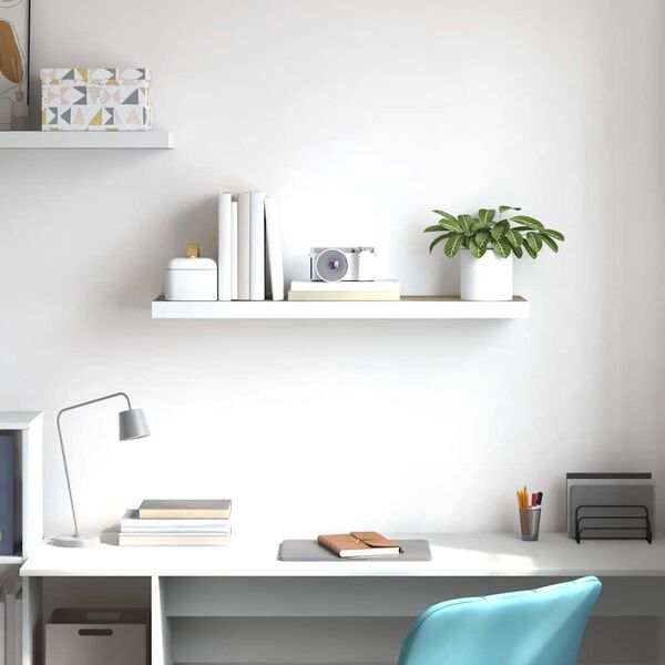 vidaXL P&oacute;łka ścienna, dębowo-biała, 90 x 23,5 x 3,8 cm, MDF