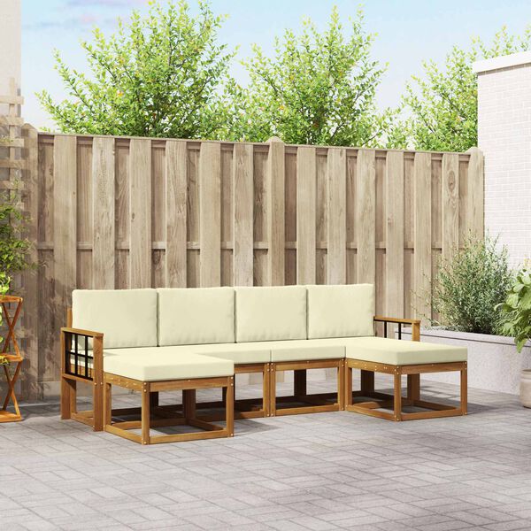 vidaXL Zestaw sof na zewnątrz z poduszką 6 pcs Naturalny i Kremowy