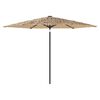 vidaXL Parasol ogrodowy z LED, stalowy słupek, brązowy, 288x288x225 cm